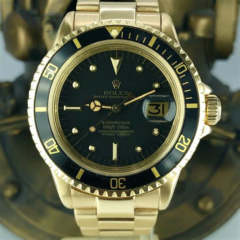 rolex datejust gold black 16 1970